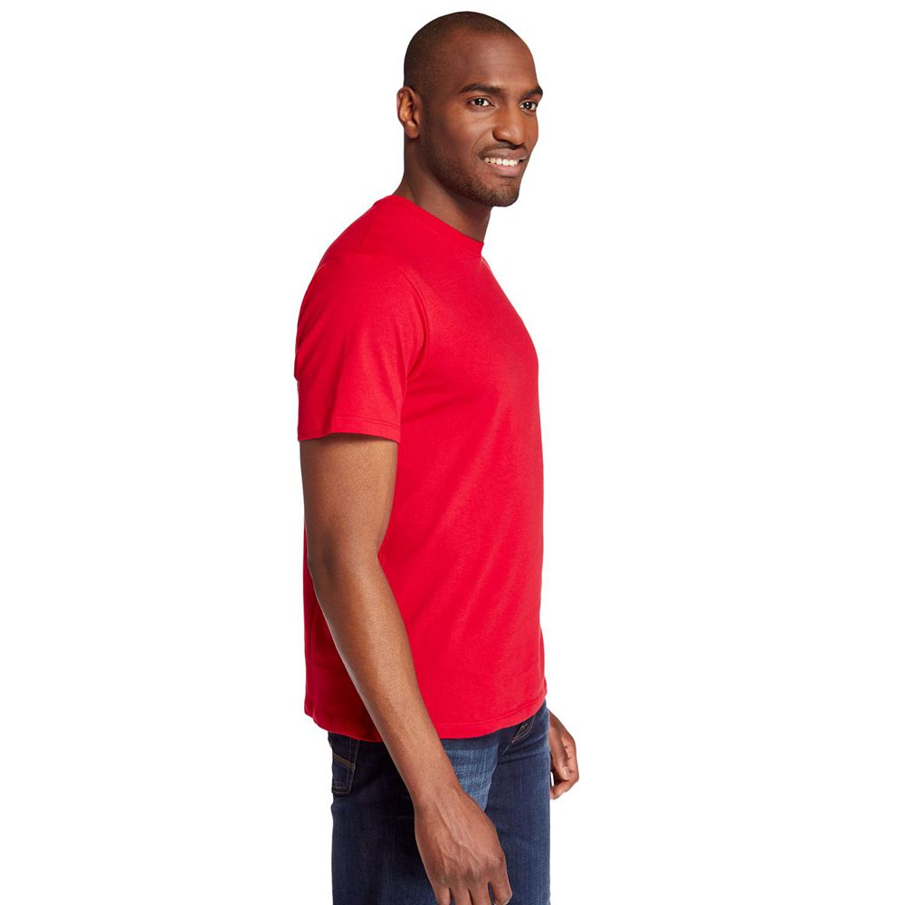 Camisetas Timberland Hombre Embroidered Logo Rojas - Chile OPA-398625
